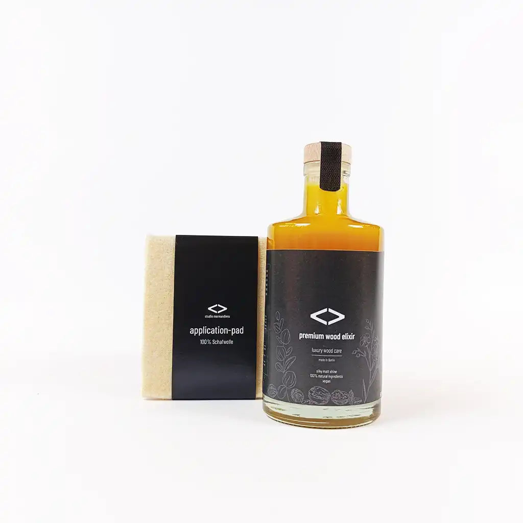 Produktfoto vom premium wood elixir 500 ml Duo – veganes Holzpflegeöl im praktischen Set für großflächige, nachhaltige Holzpflege