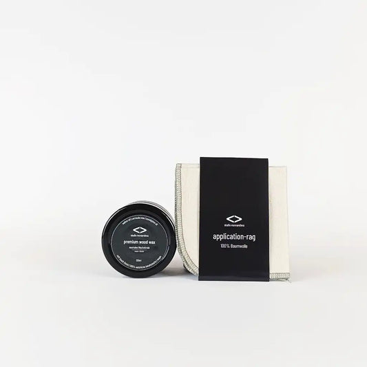 Produktfoto vom premium wood wax duo – das natürliche Holzwachs-Set für effektive und sichere Pflege von Holzoberflächen
