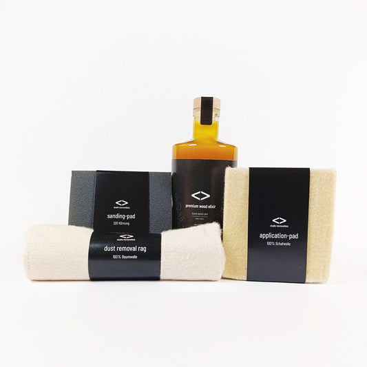 Holzpflege-Set mit Holzöl & Zubehör - Öl Pflegeset | 500ml